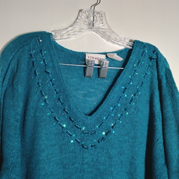 Plus Size Veranesi Teal Women's Sweater - Picture 4 of 11